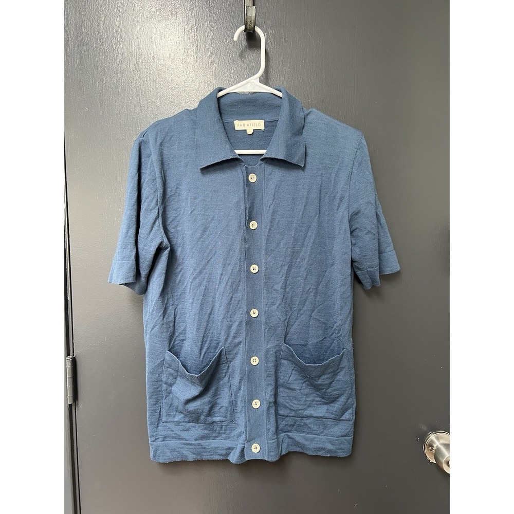 Far Afield Ensign Blue VELZEY CABANA POLO Merino Wool Blend Sz 1